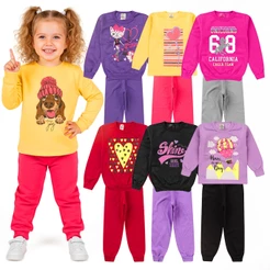 Kit 2 Peças Conjunto Sortidos Moletom Menina Outono Inverno Infantil Manga Longa