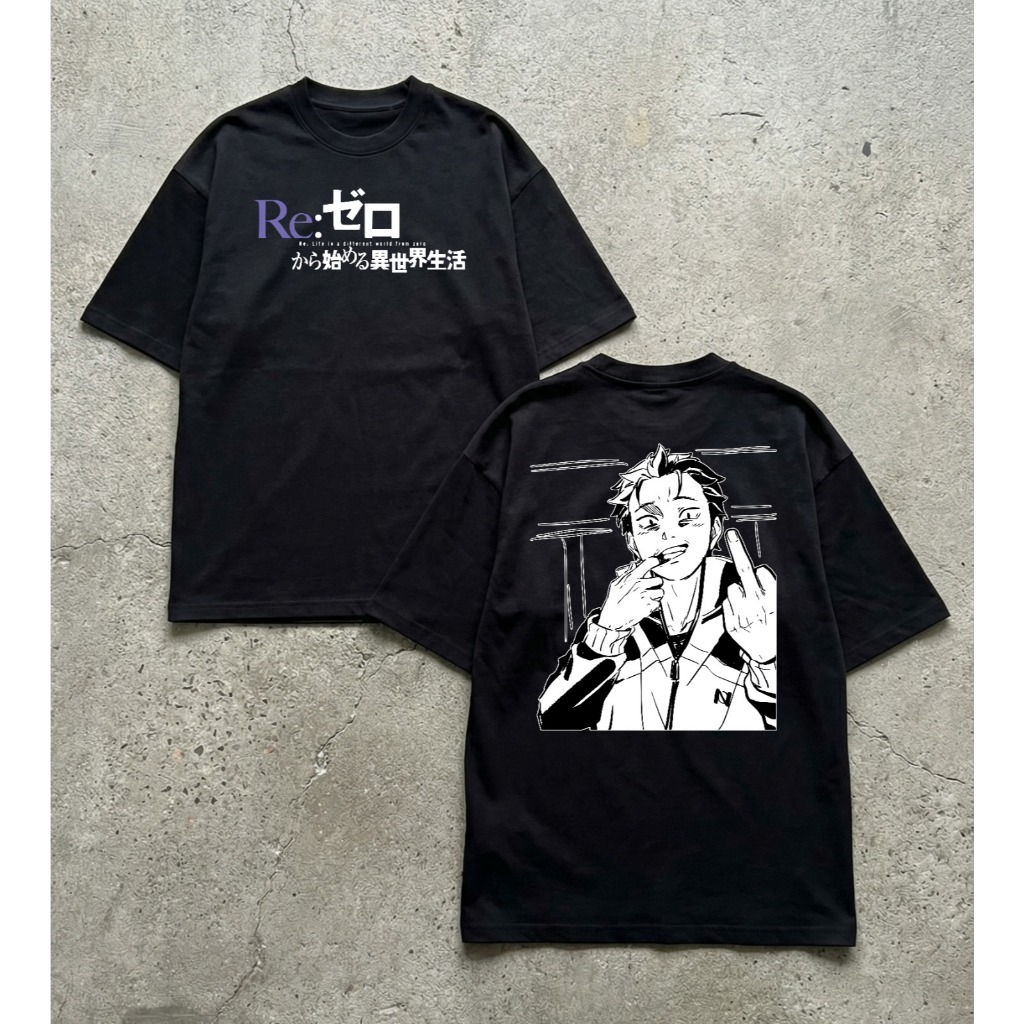 Camiseta Oversized Anime Re:Zero Manga Style Estampa Frente e Costas Natsuki Subaru