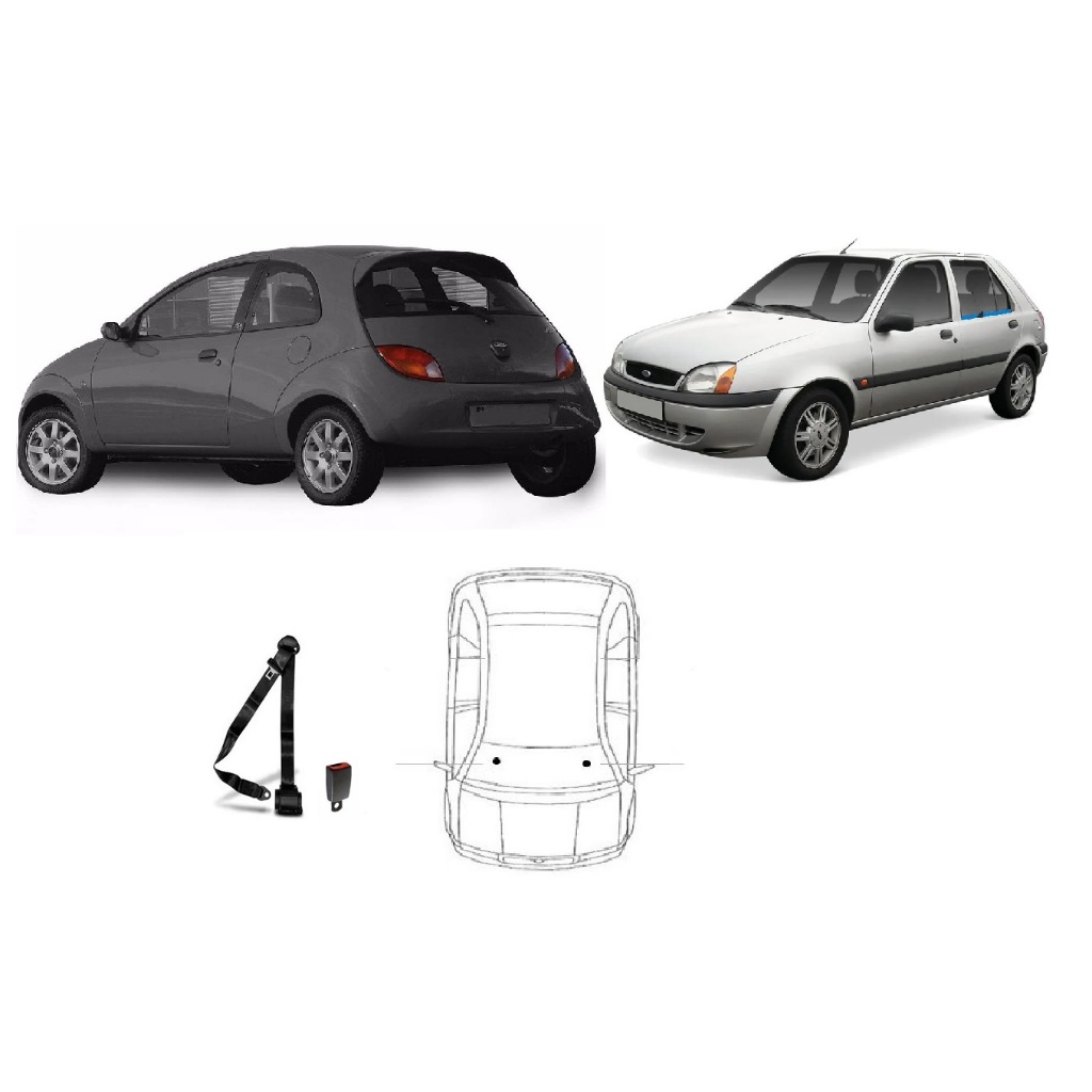 KIT CINTO SEGURANÇA DIANTEIRO + FECHO RETRÁTIL FORD KA 97 98 99 00 01 02 03 04 05 06 07