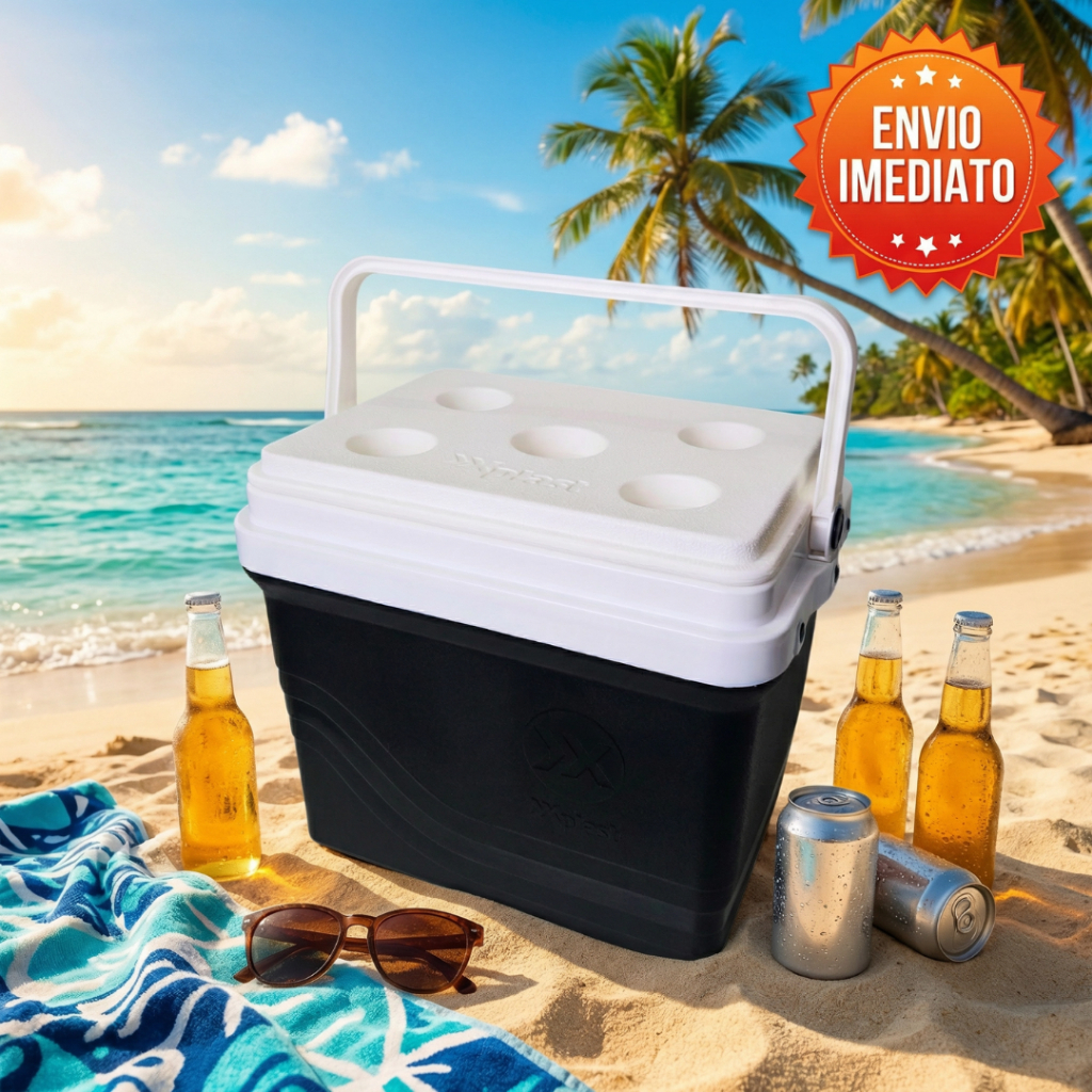 Caixa Térmica 42L Ou 22L Cooler Viagem Praia Piscina Camping c/ Porta Copos Cabe 60 Latas