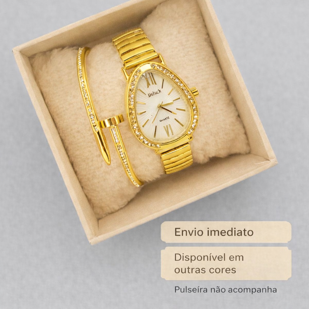 Relógio Feminino Elegante Com Pedras Pulseira Elástica Estilo Cobra Prata Rose e Ouro Com Strass em Oferta na Shopee