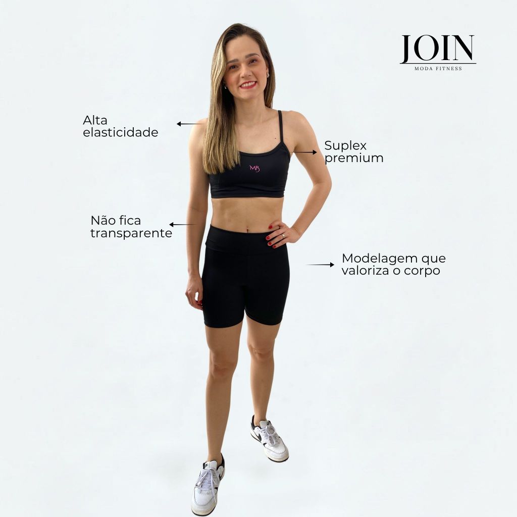 Conjunto Fitness Feminino Suplex Top e Short l Alta Elasticidade l Não Transparente l Academia