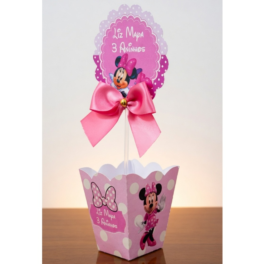 KIT de 10 - 25 Centros de Mesa, Cachepó Personalizados, Tema Minnie Mickey , Kit Festa / Lembrancinha/enfeite de mesa