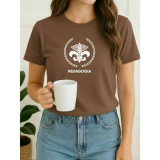 Camiseta Feminina Babylook Símbolo Pedagogia Escrita Faculdade 100% Algodão Varias Cores em Oferta na Shopee