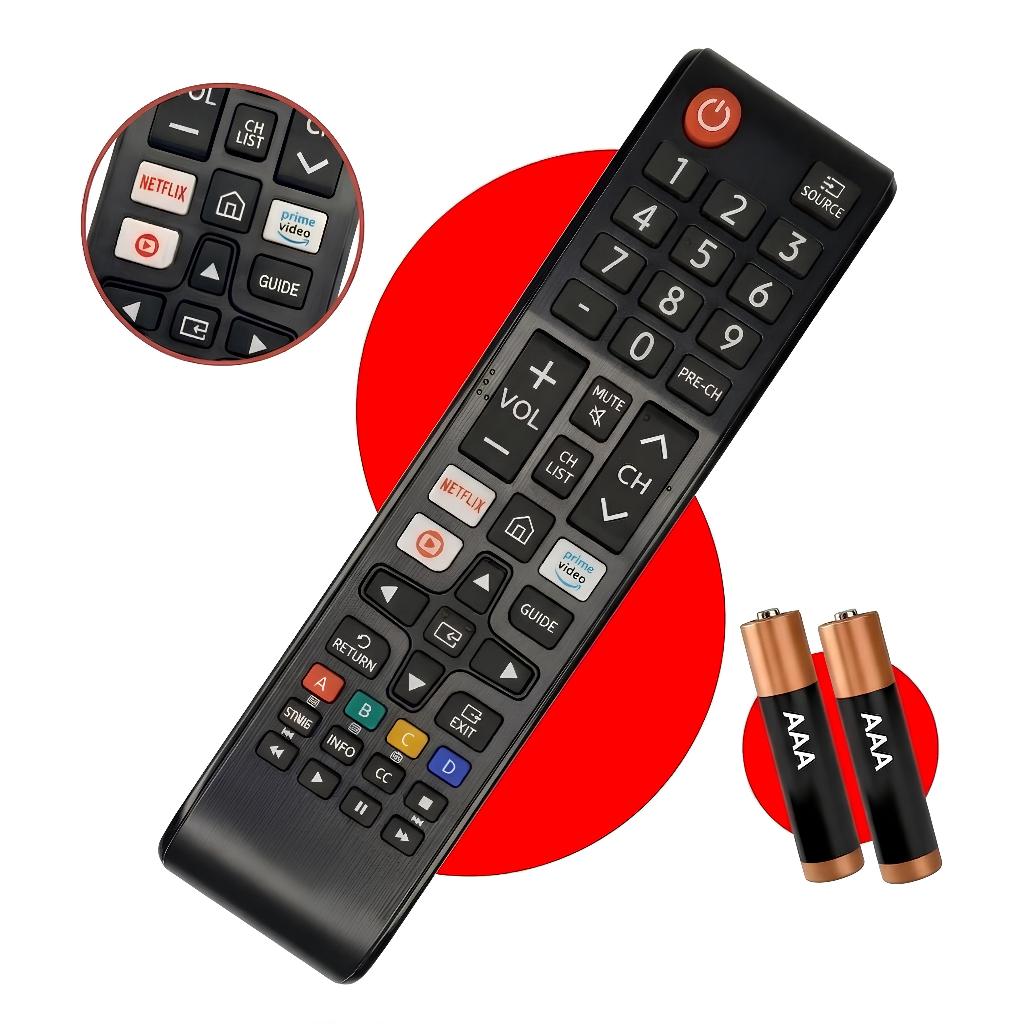Controle Remoto Universal Para TV Samsung Smart Compatível Netflix Youtube Prime Pilhas Inclusas