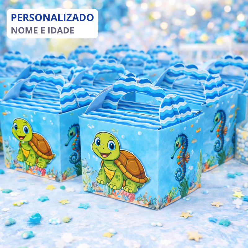 Caixa Lanchinho Personalizada Fundo do Mar | Nome e Idade | Lembrancinha Infantil |Festa Aniversário