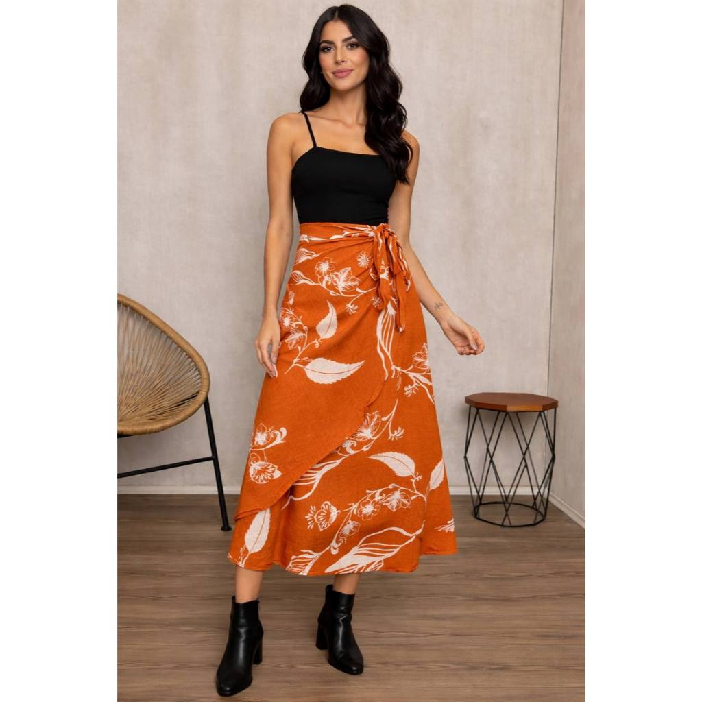 Saia Envelope em Viscose Saia Pareo Saia Esampada Saida de Praia Saia fashion