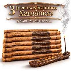 3 Incenso Rolinhos Xamânico 24 Varetas Artesanal Kit Defumação Proteção Limpeza Energética e Vibrações Espirituais