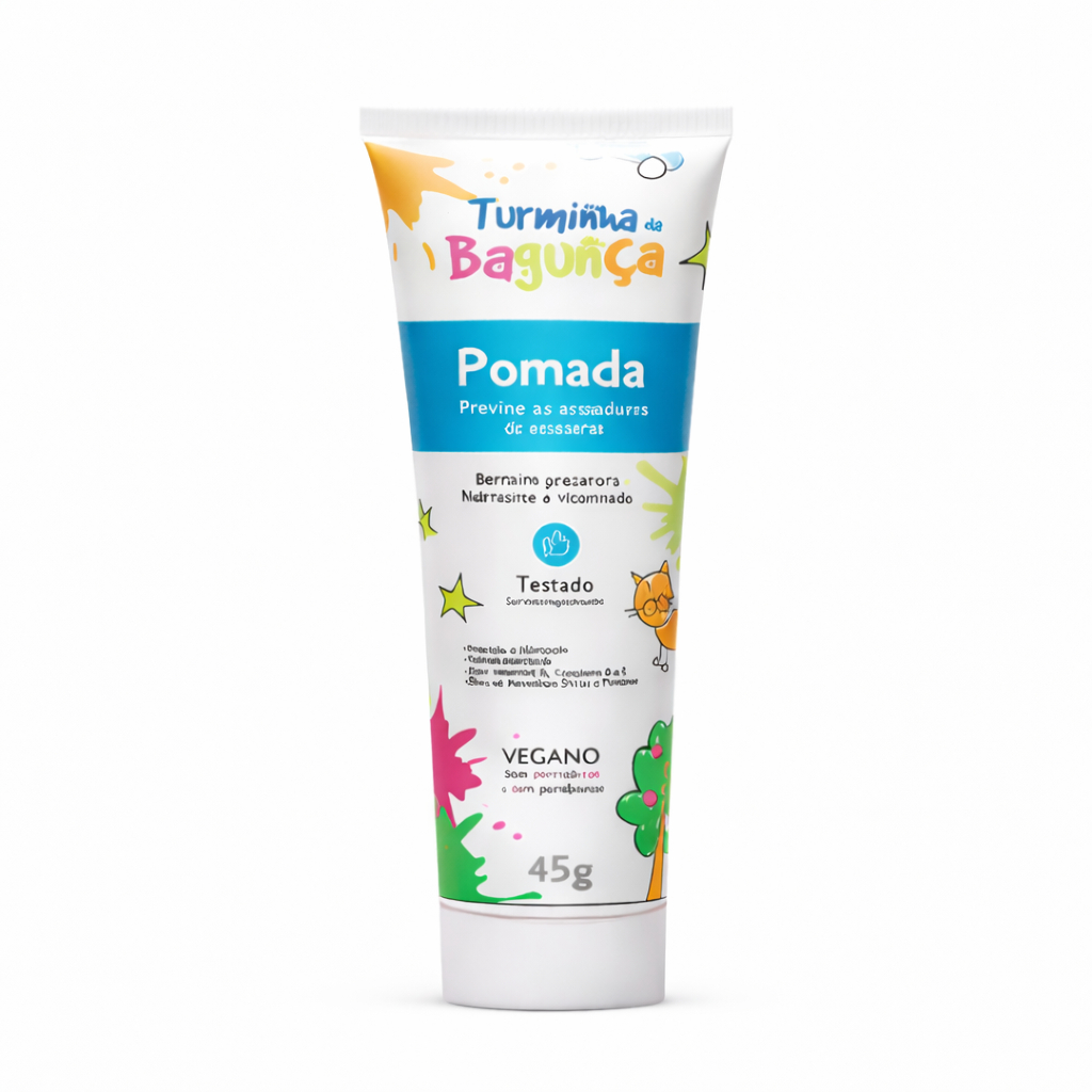 Pomada para Assaduras Bebê Turminha da Bagunça 45g Vegana Vitaminas A E e Pantenol Prevenção