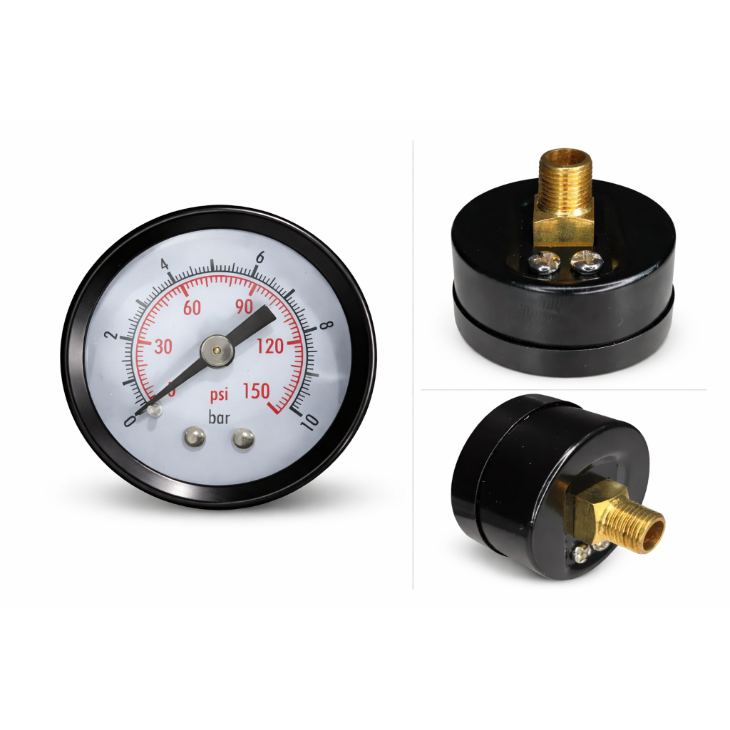 Manômetro Horizontal 40mm, 150 Psi, 1/8 Para Compressor de Ar