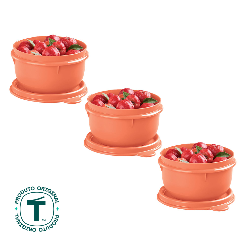 Kit 3 Potes Tupperware Tigelinha Pêssego 250ml