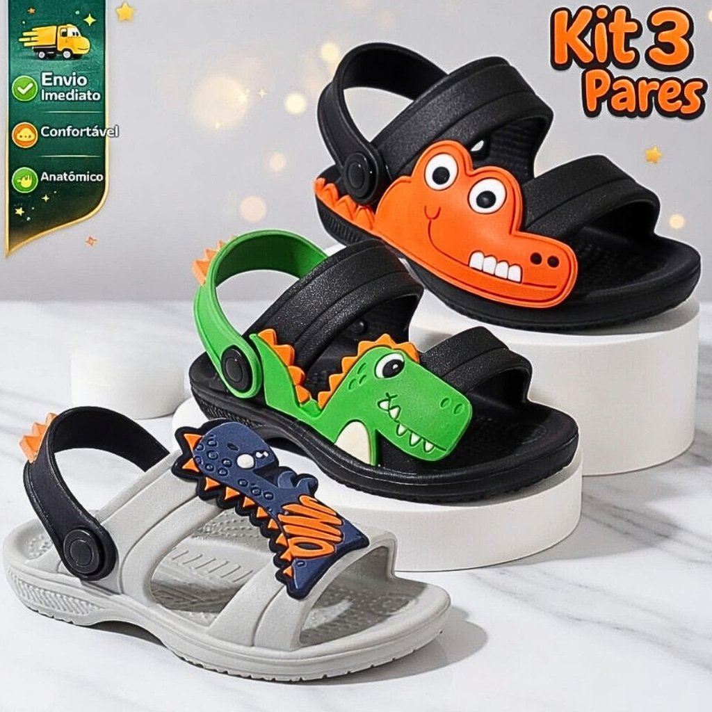Kit Com 3 Pares Papete Infantil Masculina Confortável em Oferta na Shopee