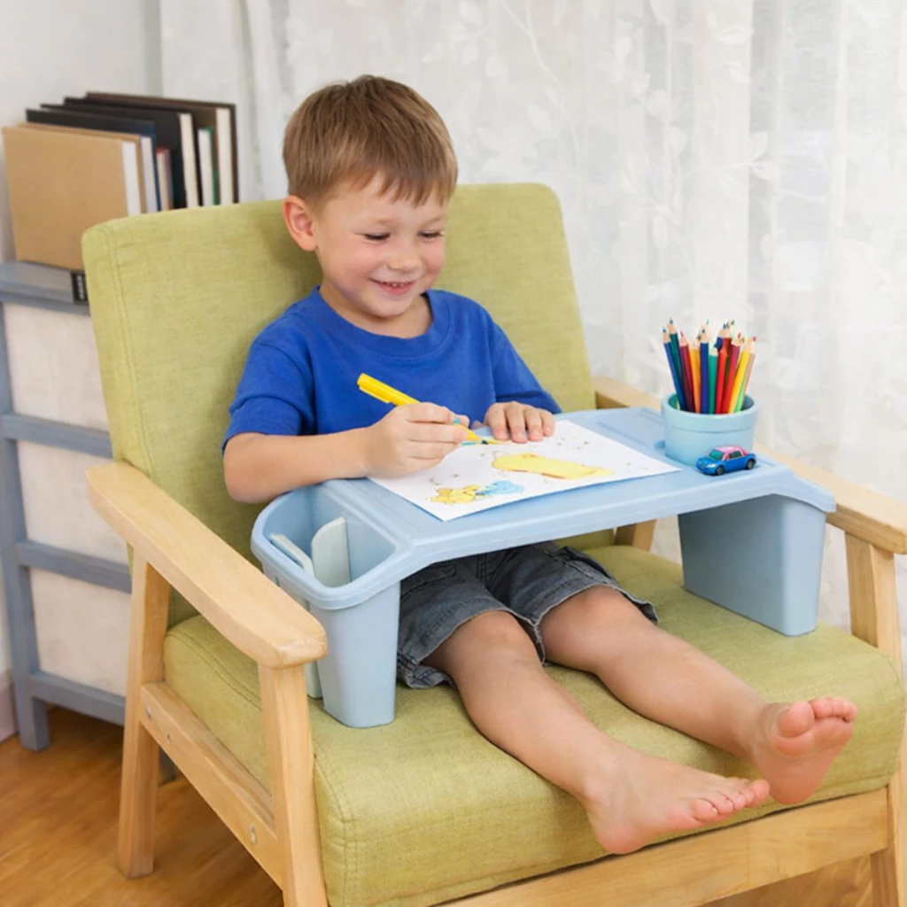 Mesinha Infantil Portátil Com Porta Objetos Mesa De Colo Estudo Lanche Suporte Tablet E Atividades — imagem 1
