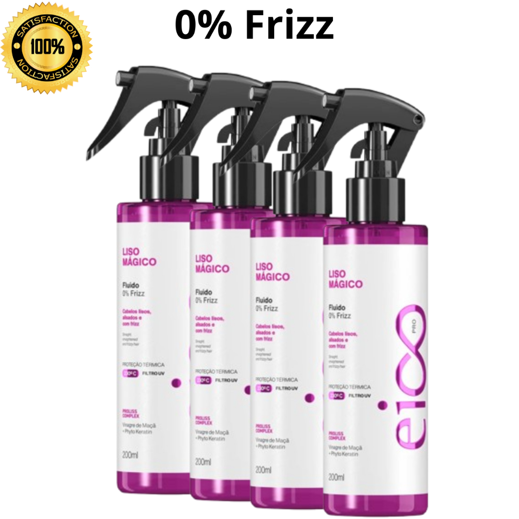 Eico Pro Spray Fluido Revitalizante Leave-in 0% Frizz Liso Mágico Proteção Térmica Filtro UV 200ml