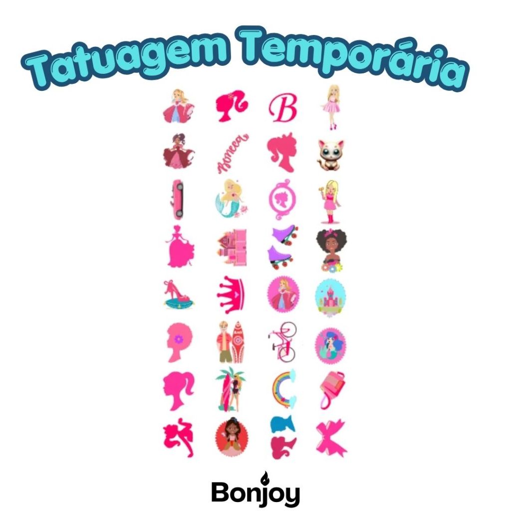 kit de tatuagens temporária boneca barbie para festa de aniversario menino tatto tatuagem