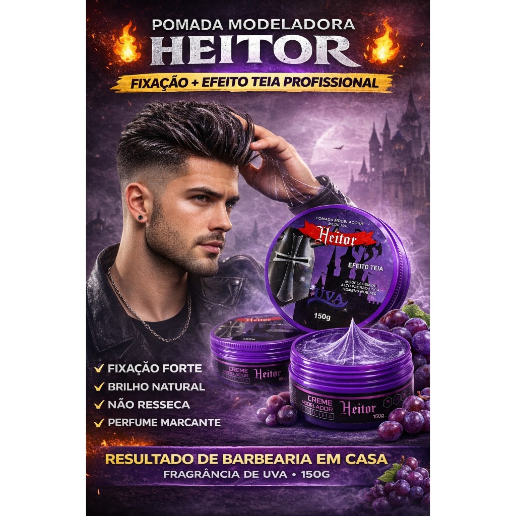 Duas pomadas modeladora de uva Heitor 150G