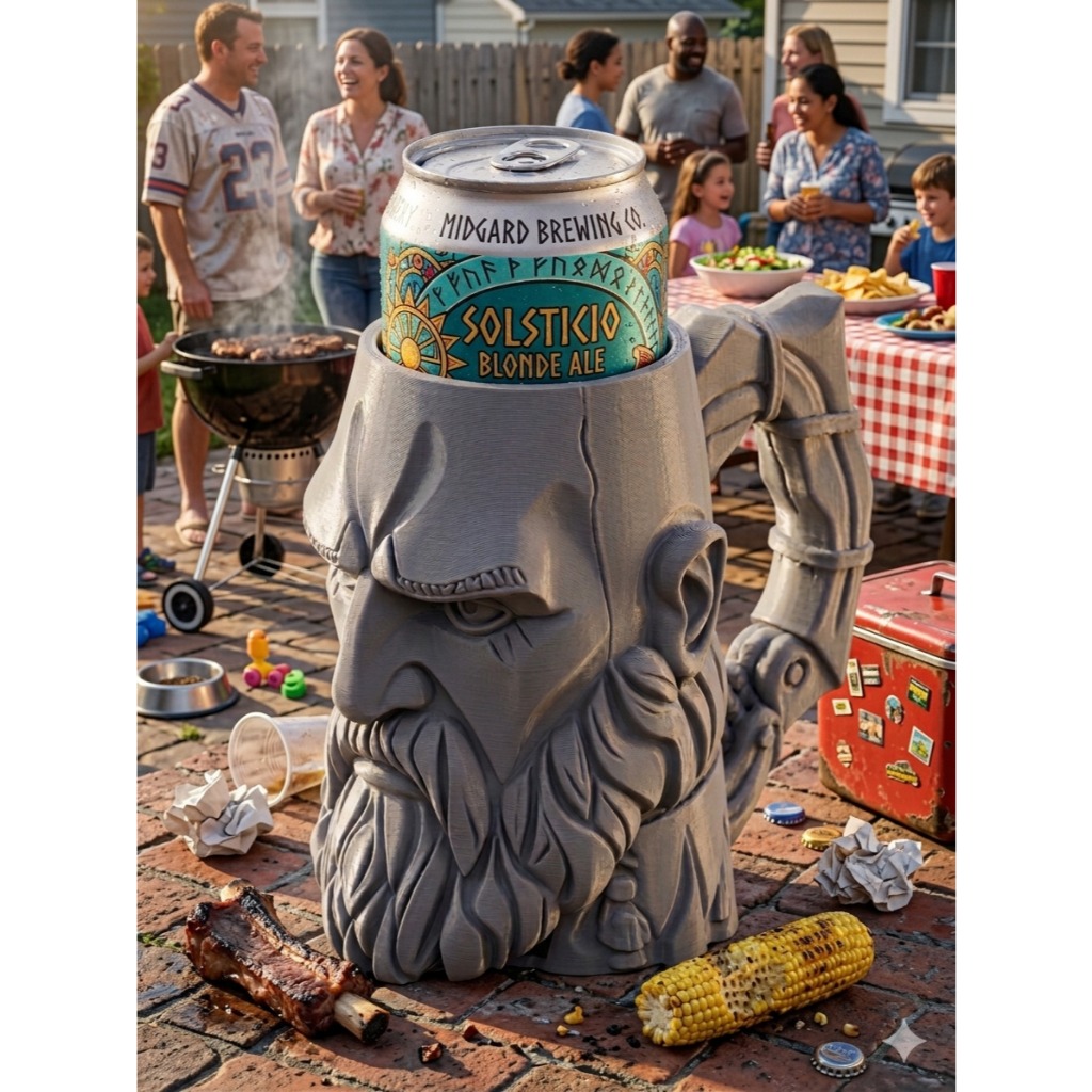 Caneca Porta Latão 473ml Viking Odin – Visual Imponente 3D, Perfeita para Área Gourmet e Decoração
