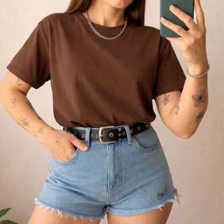 T-shirt Feminina Básica 100% Algodão Camiseta Blusinha Dia a Dia Envio imediato em Oferta na Shopee