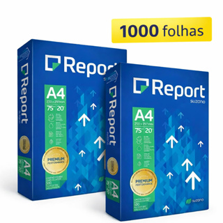Papel Sulfite A4 75g Suzano Report 1000 Folhas Branca 2 Resma de 500 Folhas em Oferta na Shopee
