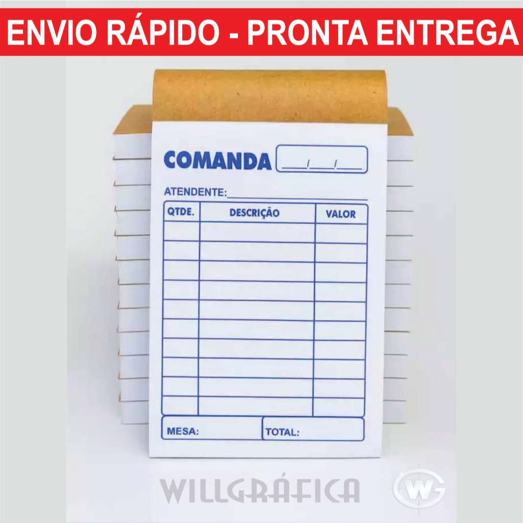 10 Bloco de Comanda Comercial 7x10 cm – (100 Folhas Cada) Pedido de Mesa - Restaurantes, Bares
