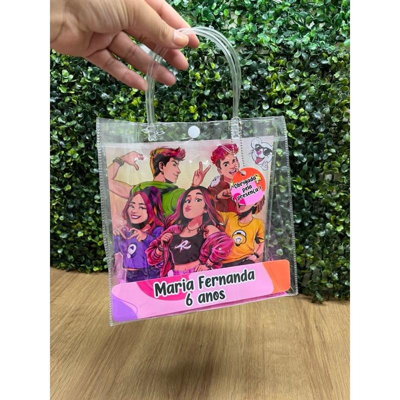 Sacola PVC Personalizada 20x20x8-Festa infantil- Lembrancinhas- Dos Rosas