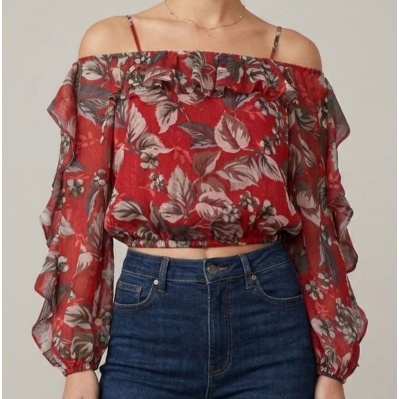 Blusa Cropped Floral Ciganinha M