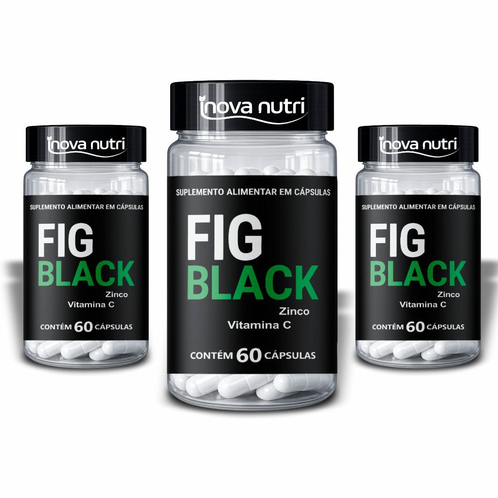 Suplemento Fig Black Inova Nutri Kit com 3 Unidades 180 Cápsulas Ao Total  - Saúde Do Fígado - Envio Imediato