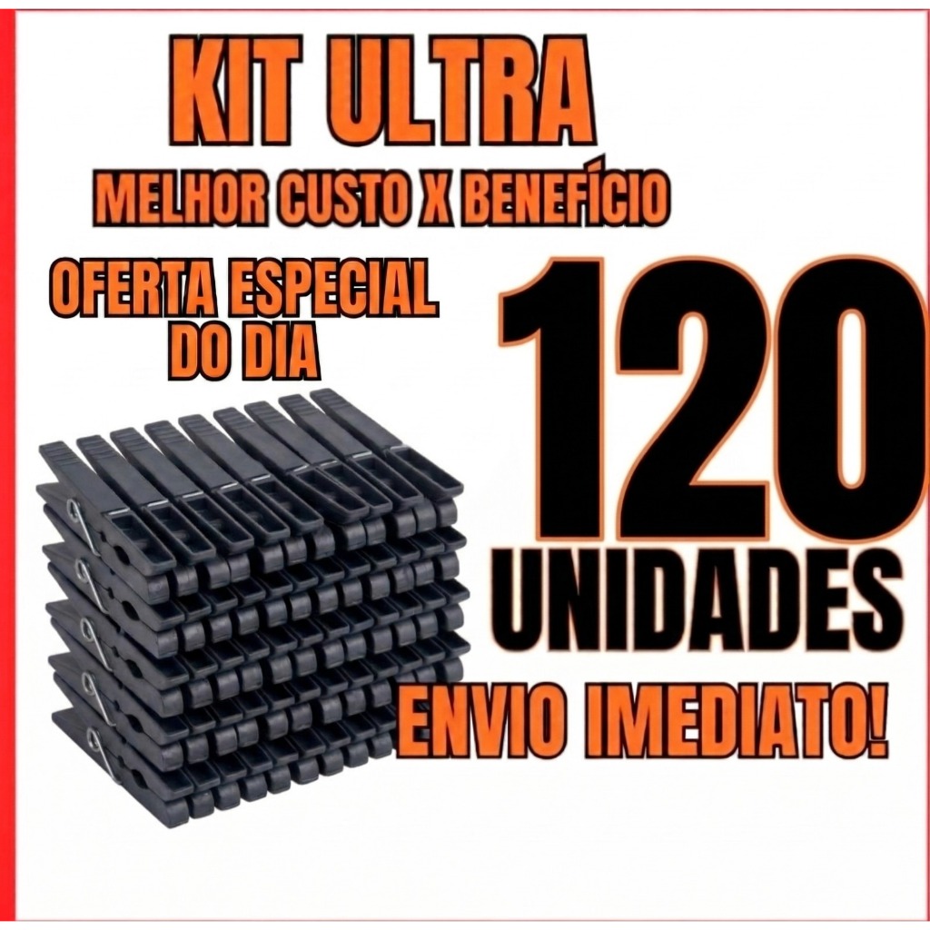 Kit 120 Prendedores de Roupa Plástico Resistente Antiderrapante Alta Durabilidade Varal Reforçado