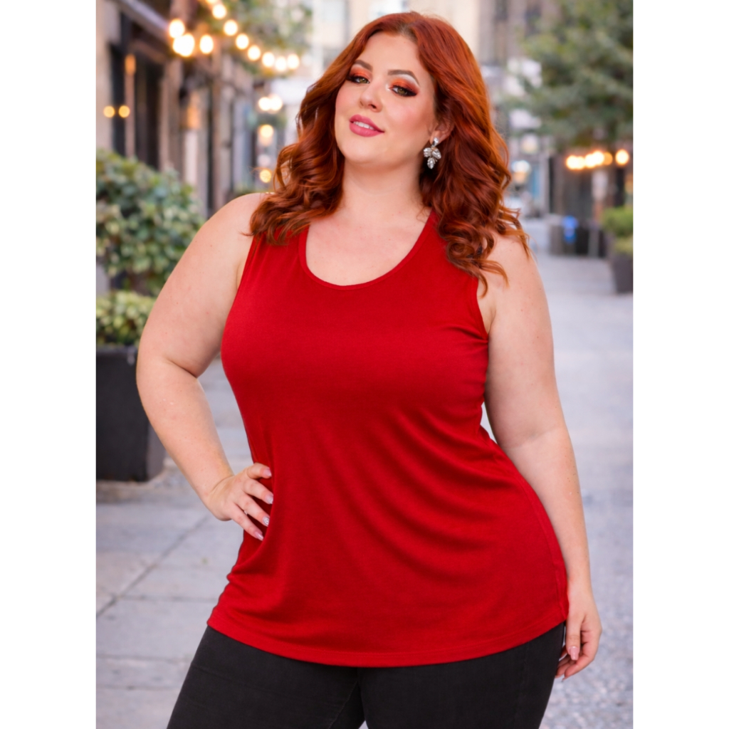 Regata Feminina Plus Size G1 a G8 Viscolycra Gola Redonda Regata Básica Casual Soltinha Viscolycra em Oferta na Shopee