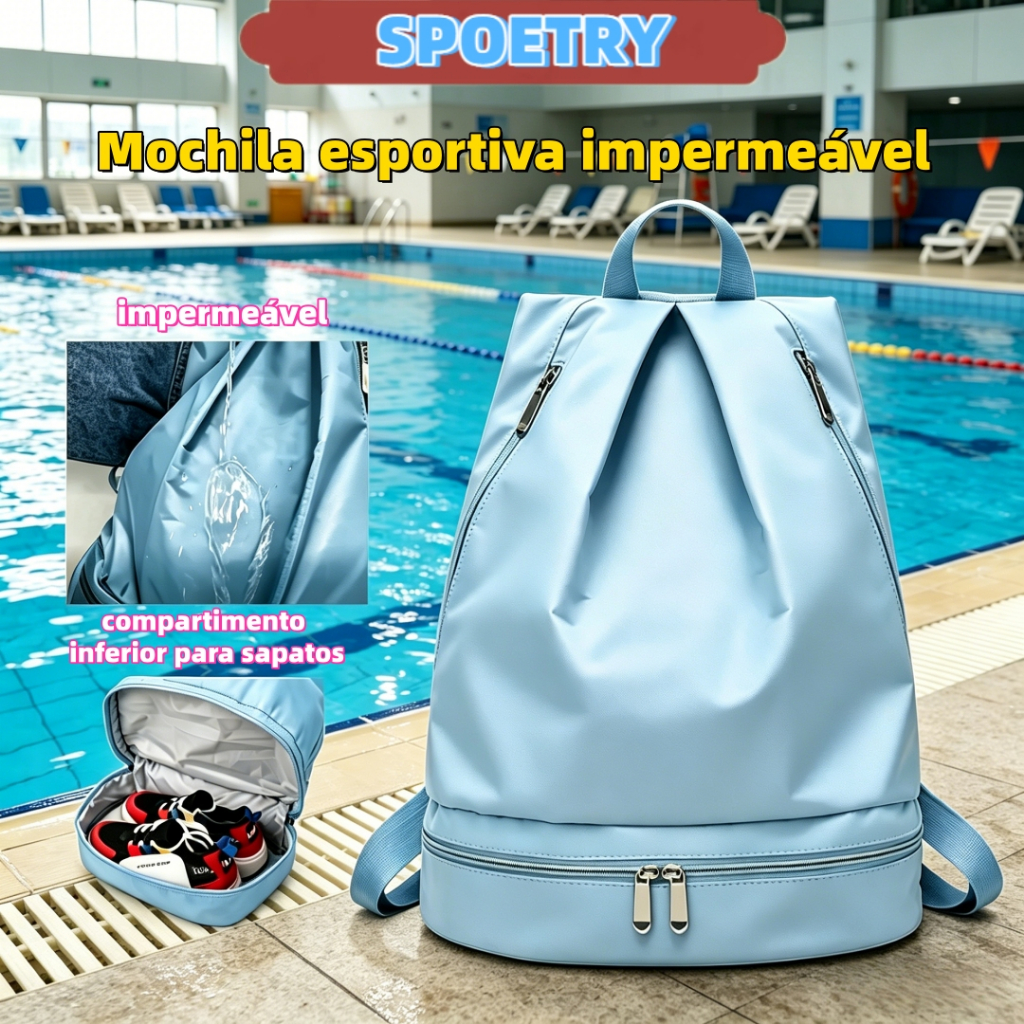 Mochila esportiva impermeável grande capacidade compartimento independente para sapatos ideal para esportes e viagens