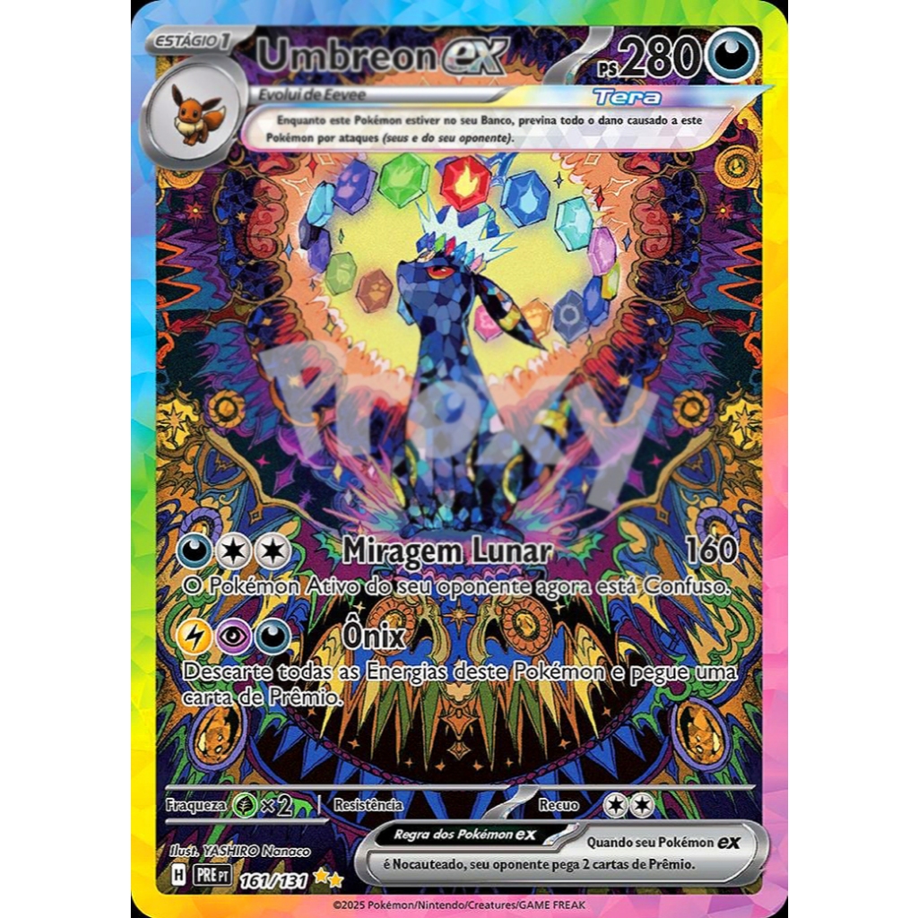 Carta Umbreon Ex Avulsa Holográfica Personalizada Impressa Sob Demanda Para Teste Eevee