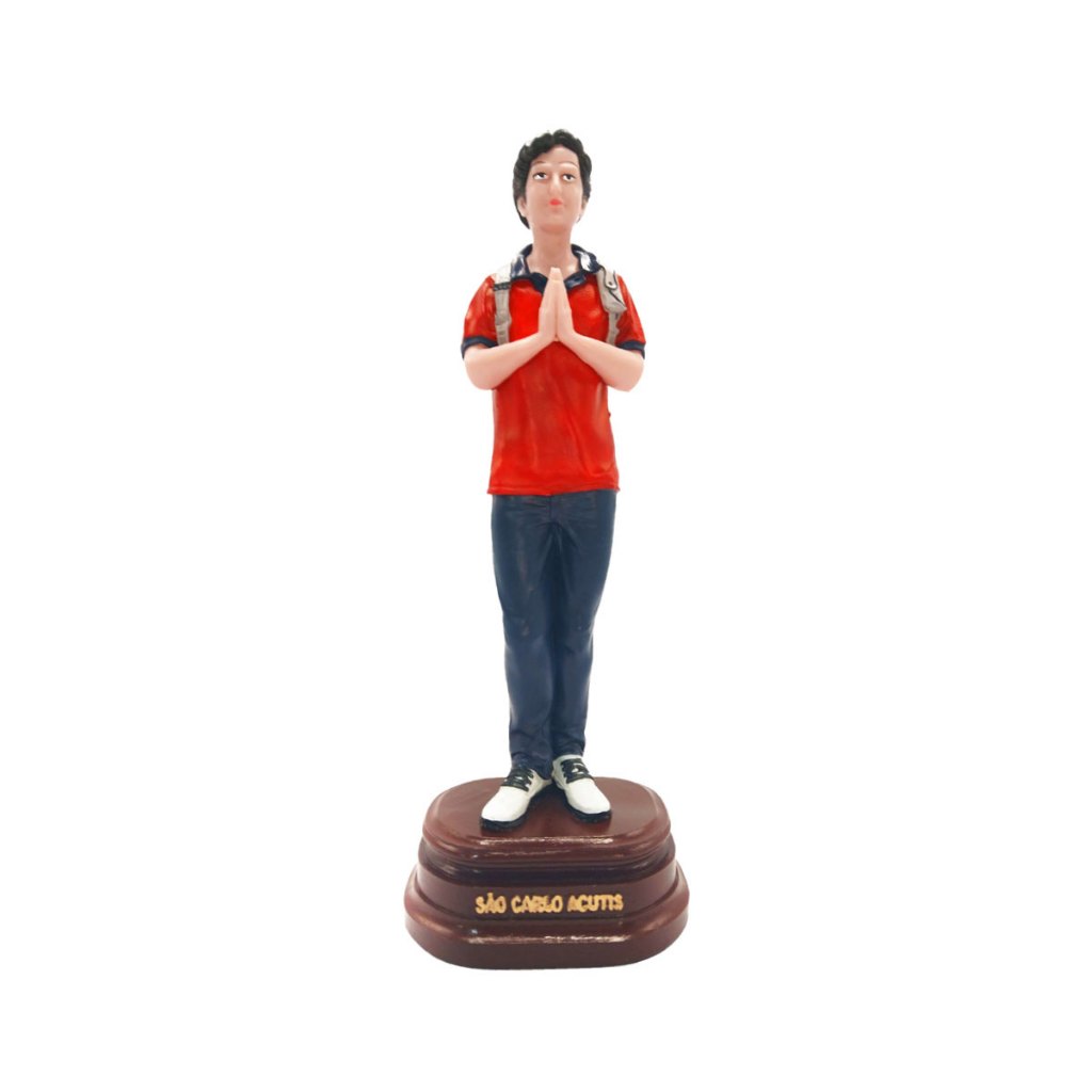 São Carlo Acutis 15cm Resina Estátua Religiosa Católica Decoração Altar Presente Fé Imagem Religiosa Santo de Resina