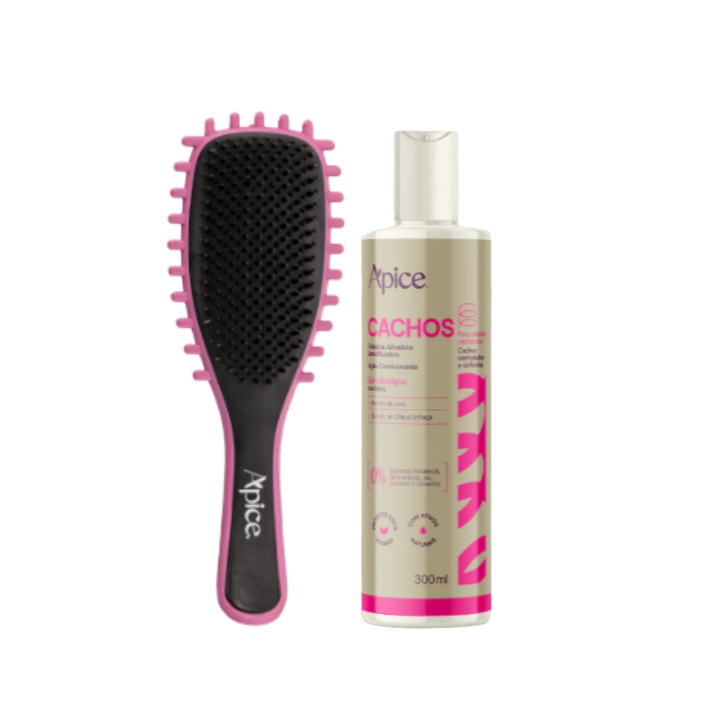 Kit Fitagem Gringa para Cachos com Escova e Gelatina Modeladora 300ml