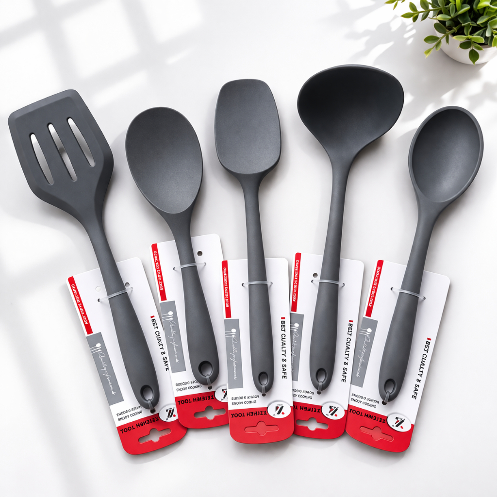 Kit Utensílios de Cozinha Silicone 5 Peças Premium – Completo e Resistente
