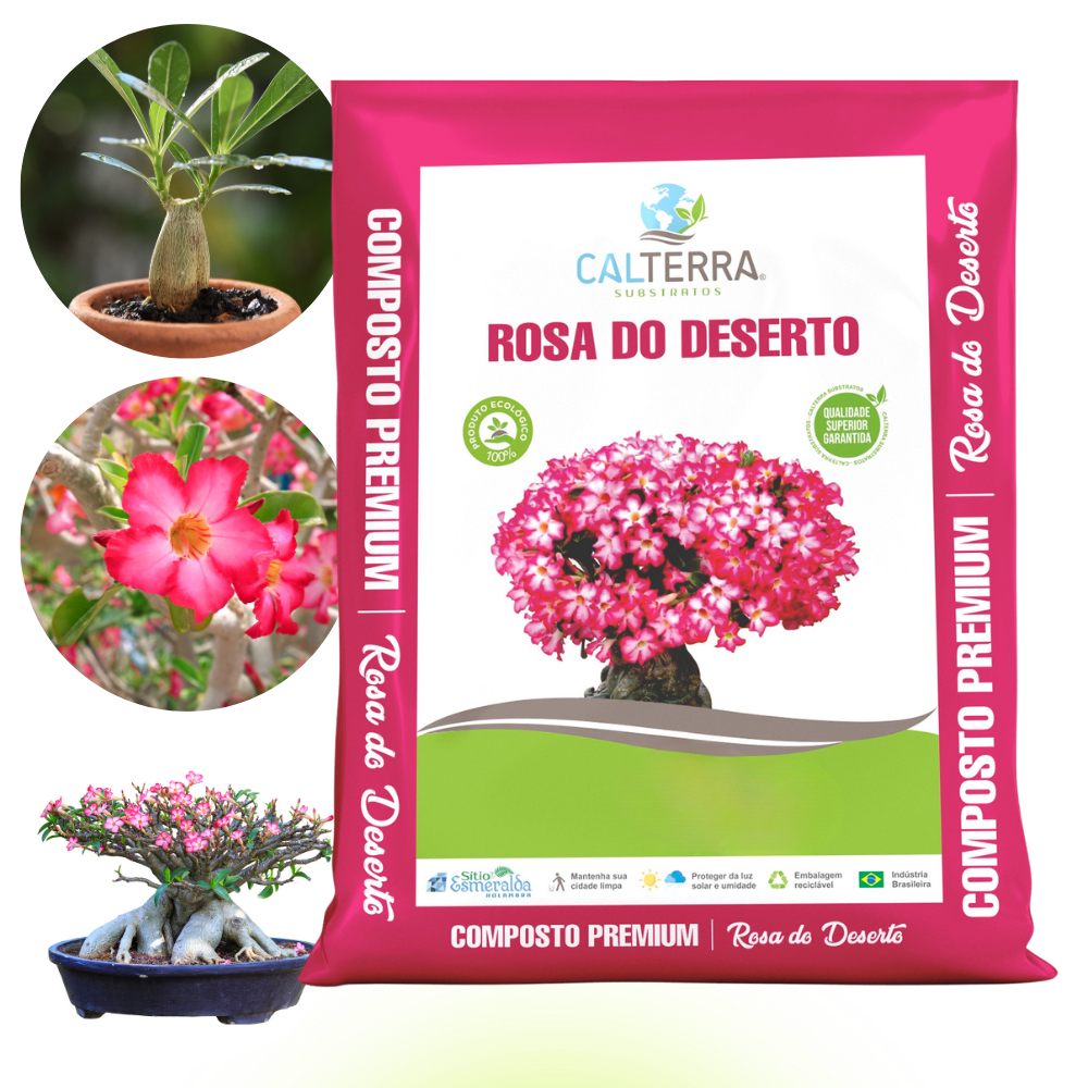 Substrato Rosa do Deserto Calterra de 1kg a 10kg - Rosas lindas e drenagem perfeita pois não apodrece Adenium