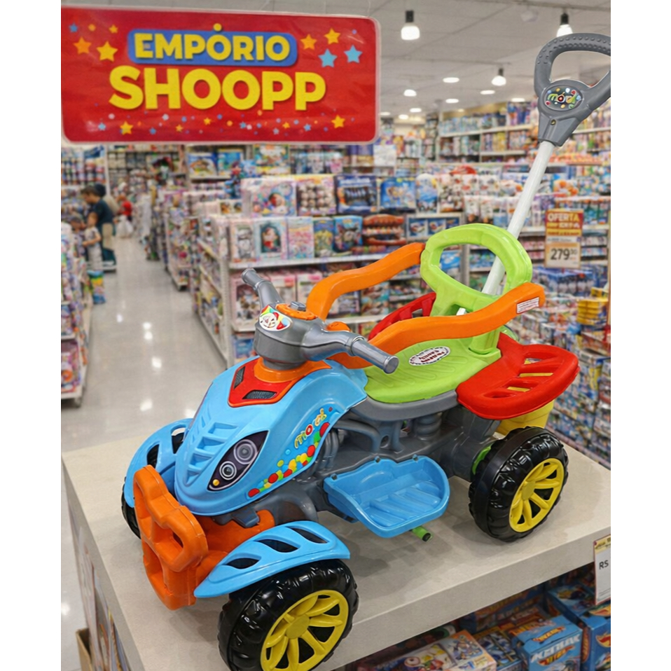 Quadriciclo Carrinho Infantil Com Haste Para Empurrar e Pedal Carrinho De Passeio Motoquinha - Maral