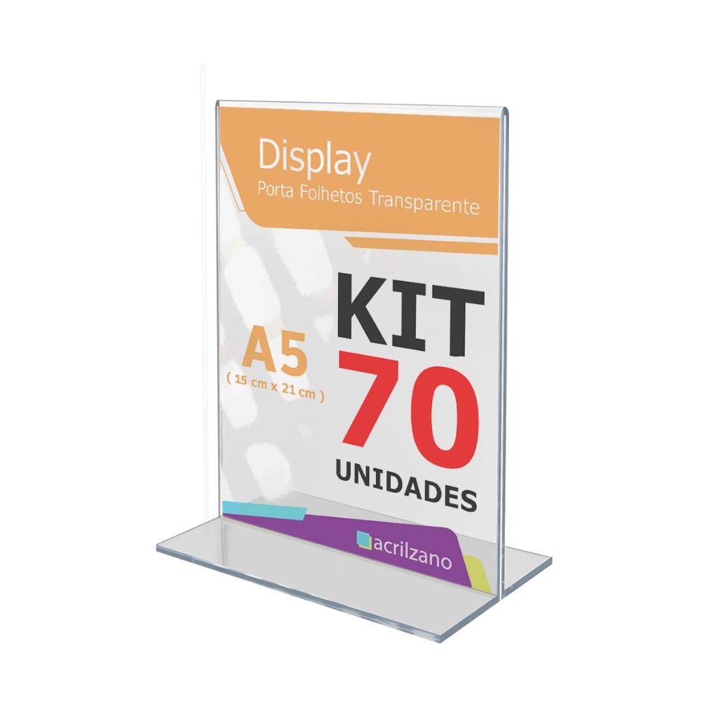 Expositor A5 15x21 Vertical para Divulgação de Preços em Loja de Informática – Kit 70 Peças
