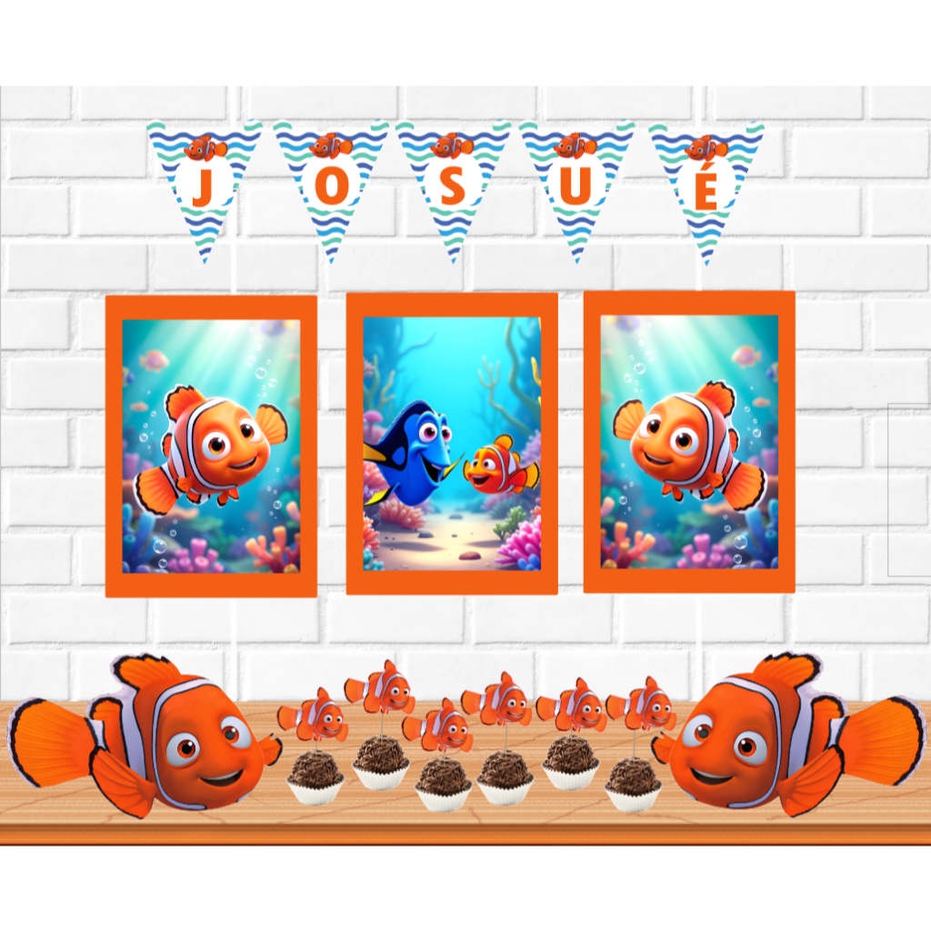 Kit festa Nemo decoração infantil mimo personalizado para aniversário e mêsversário Procurando Nemo kit só um bolinho