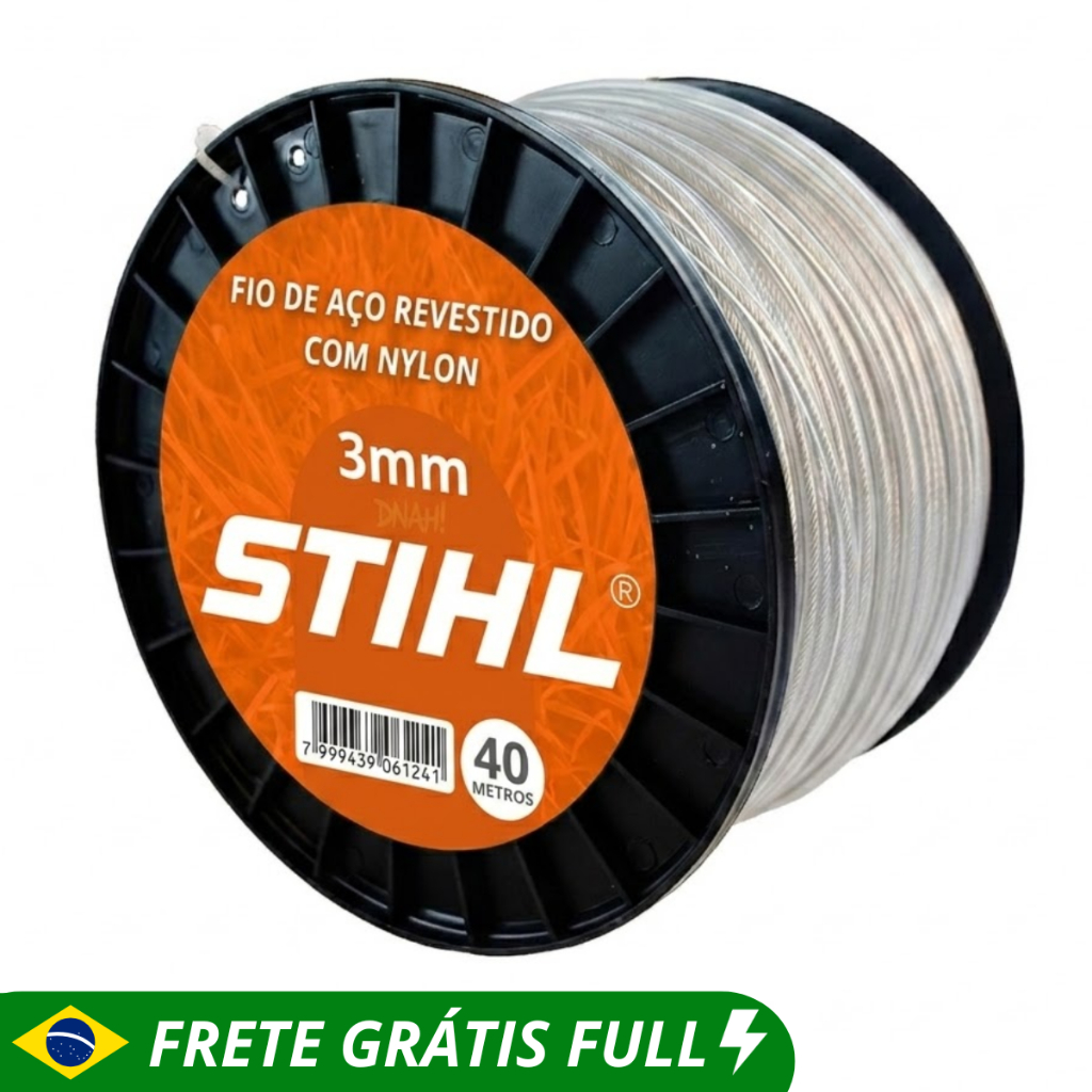 FIO DE NYLON COM AÇO PARA ROÇADEIRA STHIL E OUTRA MARCA 3MM - DIVERSAS MEDIDAS.