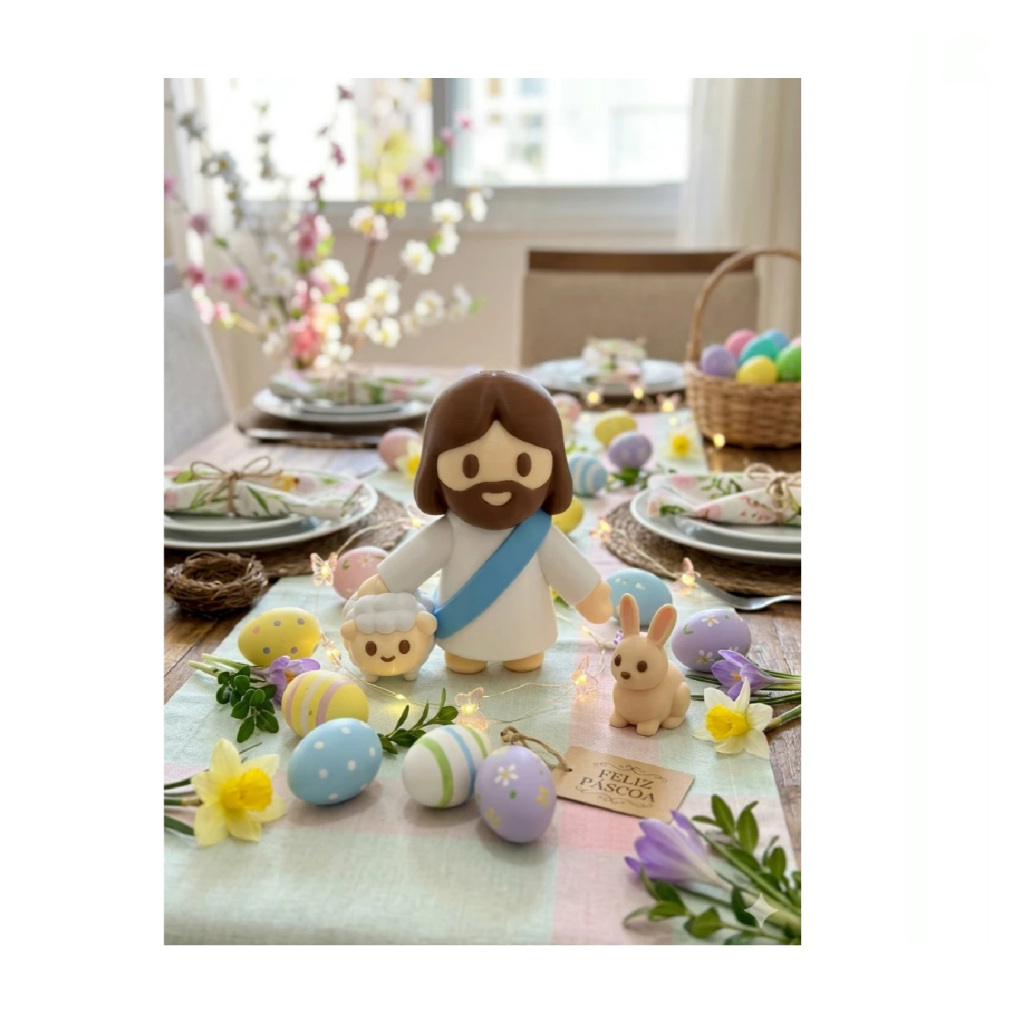 Jesus Bom Pastor com Ovelha – Decoração Religiosa Delicada para Natal, Páscoa e Presente com Significado