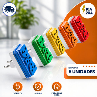 Adaptadores T Coloridos Multiplicador de Tomada 10A/20A