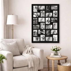 Porta Retrato Multifotos 24 Fotos 10x15cm Com Vidro Grande Decorativo Parede Sala Quarto