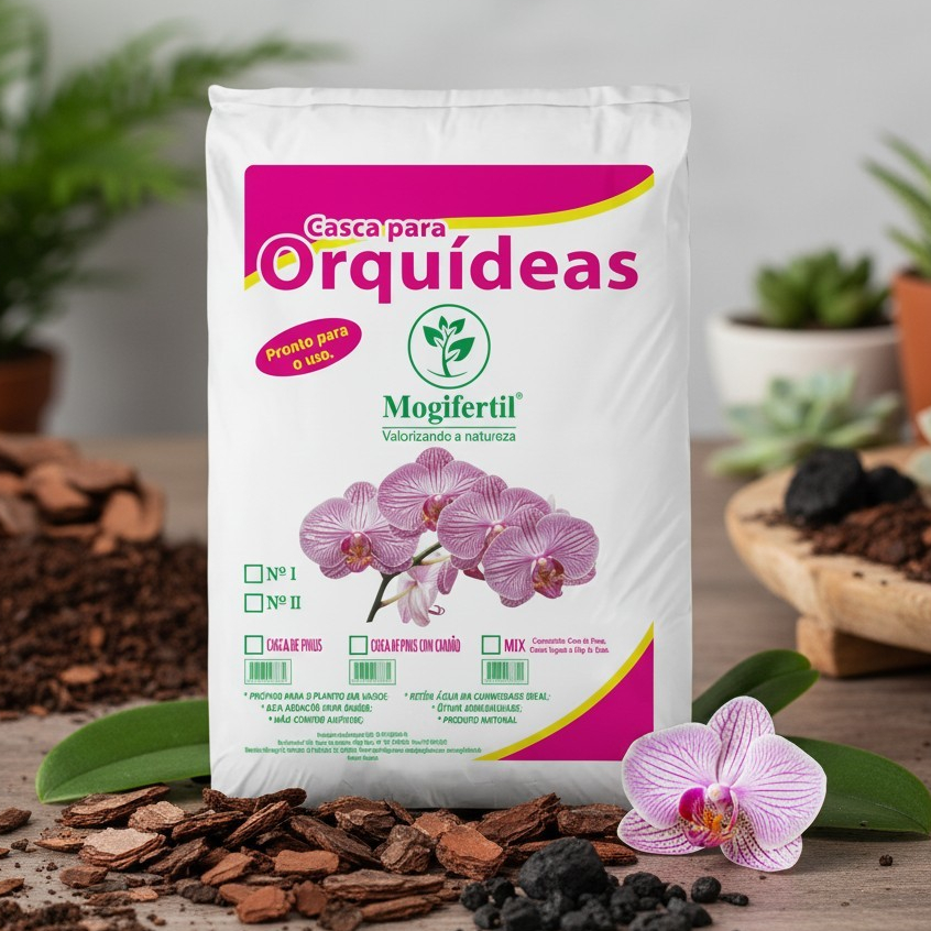 Substrato Para Orquídeas 1kg, 10L ou 40litros Mix Casca Pinus Carvão Chip Coco Mogifertil