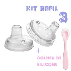 2 Bicos de Silicone para copo Cefisa + Colher ponta de silicone