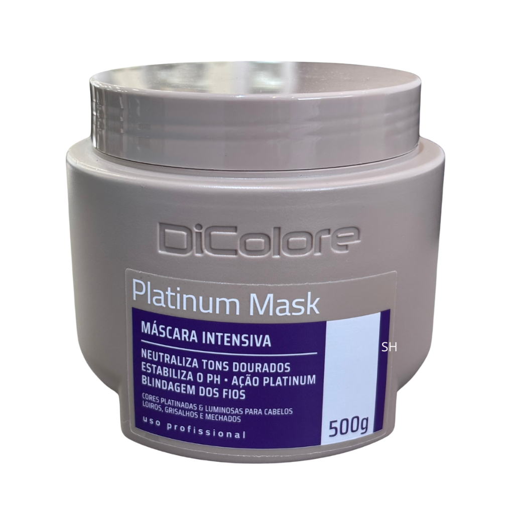 Máscara Platinum Mask neutraliza tons dourados amarelados Blindagem dos fios dicolore, matizante, cabelos loiros
