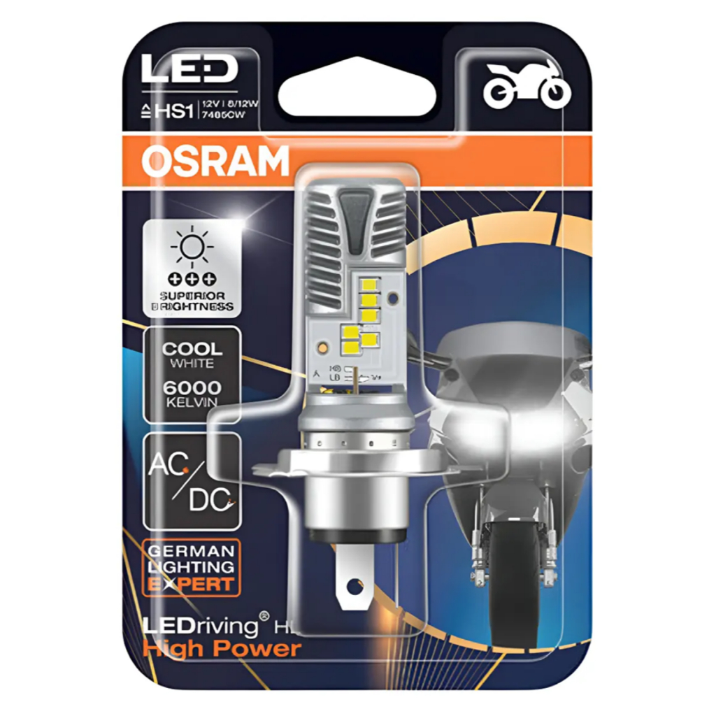 Lâmpada Osram LED Riving® HL High Power H4 HS1 12v 8/12w 6000k Super Branca P/ Motos