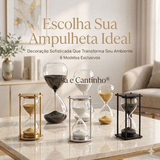 Relógio de Vidro Areia Decorativo Luxo |Ampulheta 15 Min com Estrutura de Metal para Escritório Sala