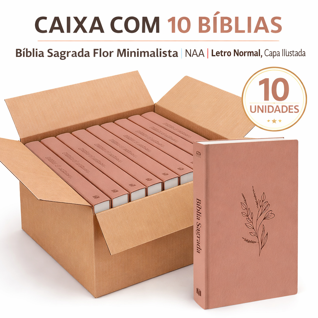 Kit 10 Bíblias Sagrada Flor Minimalista Marrom | NAA | Letra Normal | Brochura