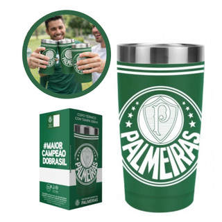 Copo Térmico Oficial Palmeiras Licenciado 550ml Aço Inox com Tampa Torcedor