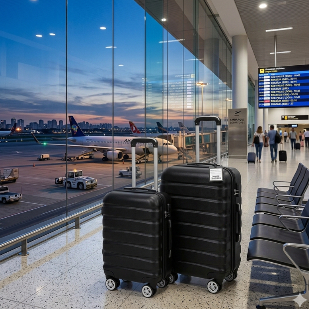 Conjunto 2 Malas de Viagem, mala bordo, mala de mão,  Rígidas com Rodinhas giratórias 360° Preta